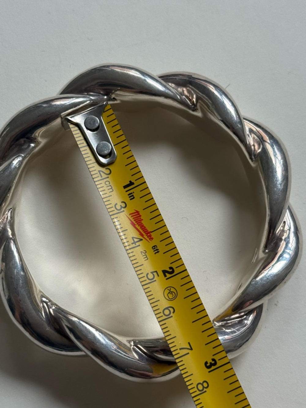 Sterling Silver 925 Twisted Rope Bangle Bracelet Large size - Picture 13 of 13